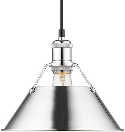 Golden Lighting 3306-M CH Orwell Pendant, Chrome with Chrome Shade- Pendant Lights, Pendant Light, Ceiling Light, Ceiling Light Fixtures, Ceiling Light Fixture, Pendant Lights Kitchen Island