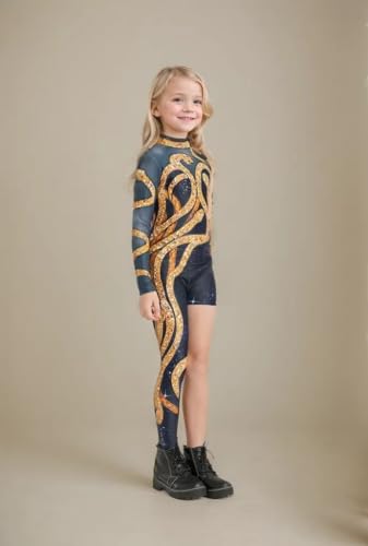 Disfraz completo de cuerpo con estampado serpiente dorado para niñas miniatura 5