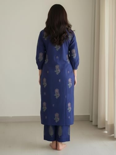 Image of ANNI DESIGNER Women's Rayon Viscose Straight Printed Kurta with Palazzo | Women Kurta Set | Ethnic Wear for Women | Daily Office Casual Traditional Outfit