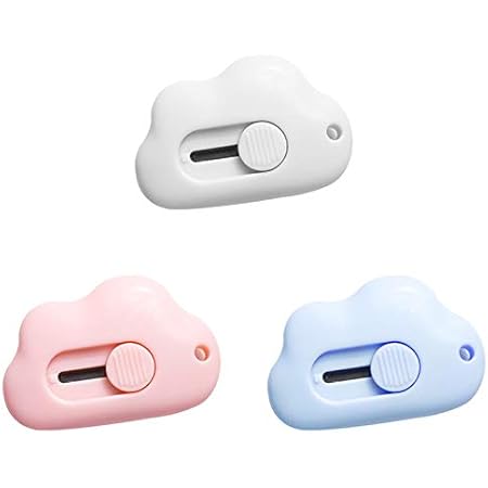 Amazon 3個入り 格納式ボックスカッター ユーティリティナイフ 雲の形 カッターナイフ かわいい 段ボールカッター カミソリナイフ 封筒を開ける 滑らか オフィス 家庭 携帯便利 カット紙 カッターナイフ 文房具 オフィス用品