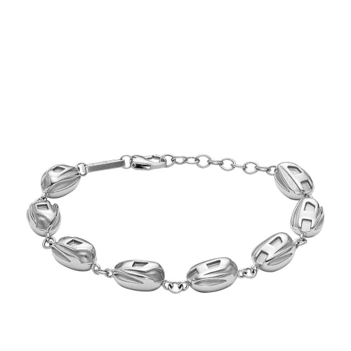 Diesel Pulsera de hombre de acero inoxidable en tono plateado con cierre de langosta, Plomo