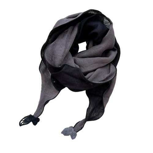 alloneslife Pañuelo vintage de dos tonos de algodón y lino para mujer, bufanda de invierno cálido y transpirable, diseño de doble capa, negro, gris, 40x123cm