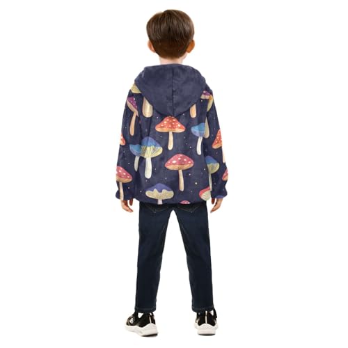 Magic Mushroom Girls Fleece Jacket Girls Fall Jacket Girls Zip Up Hoodie Girls Sherpa Jacket 2-10T4