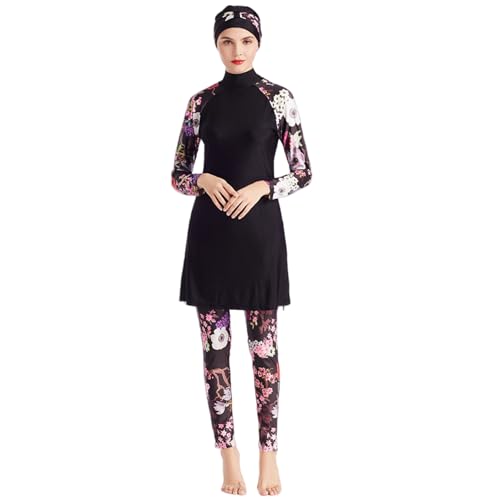 Burkini Femme 3 Pièces - Maillot De Bain Islamique Manches Longues, Couverture Modeste, Protection UV