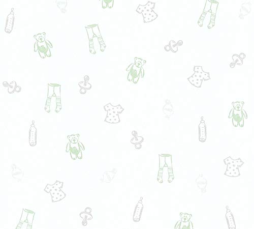 Kids Wallpaper Little Stars Non-Woven Wallpaper 10.05 m x 0.53 m Green Bronze White Made in Germany by Livingwalls 358451 35845-1 - Image 2