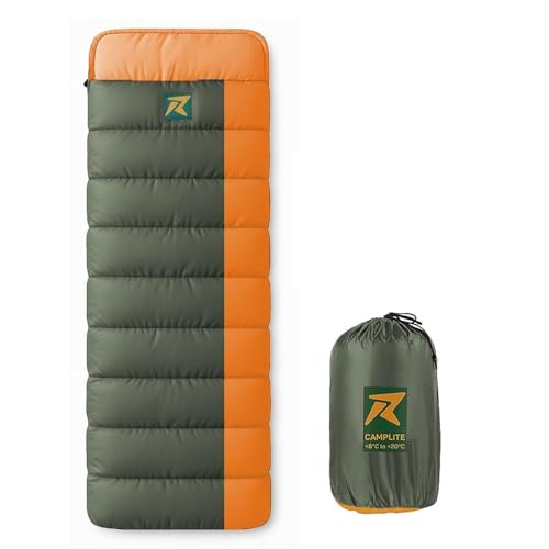 Rocksport Camp Lite Sleeping Bag for Adults (8°C to 20°C,Orange) | Lightweight, Compact & Waterproof Sleeping Bag for Men & Women | Butter NS Fabric, Indoor & Outdoor Camping Accessories