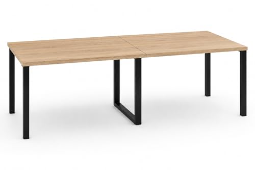 OFILIKE. Mesa de Reuniones y Conferencias para Oficina - Mesa de Juntas Grande con Estructura Metálica Negra y 2 Tableros - Mesa para Sala de Reuniones, Empresas y Negocios 300x120 cm. (Roble)