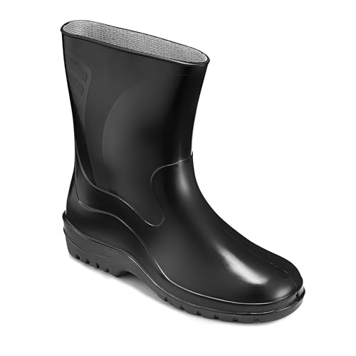ESTRO Gummistiefel Damen Halbhoch Wasserdicht - Regenschuhe Gummistiefel Halbhoch Damen Regenstiefel Regenstiefeletten K007 (38 EU, Schwarz)