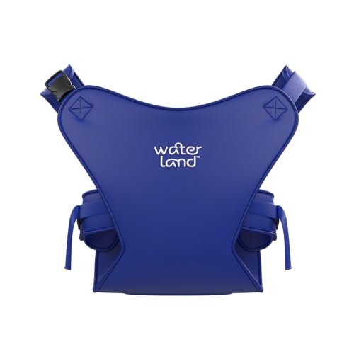 WaterLand Asiento portabebés innovador para agua y tierra, color azul, correa de pecho impermeable para niños pequeños con correas ajustables, asiento de transporte ligero para piscina y playa