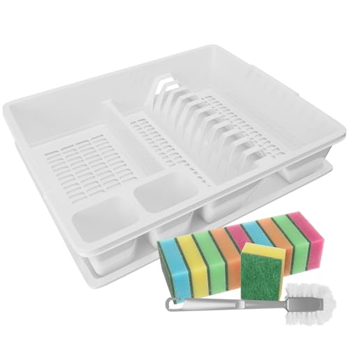 WELLGRO Abtropfgestell aus Kunststoff mit Reinigungsbürste und...