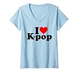donna i love heart k-pop k pop coreana musica pop maglietta con collo a v