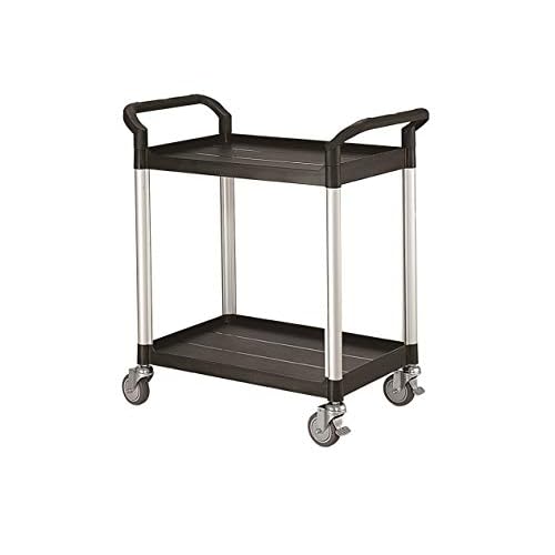T-EQUIP PSC-120 Kunststoffwagen, 2 Etagen, LxBxH: 850 mm x 480 mm x 950 mm, Tragfähigkeit 200 kg, Schwarz