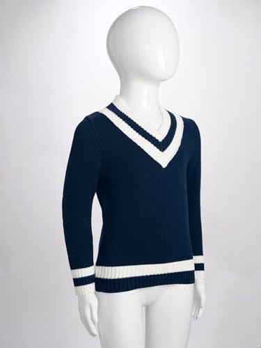 Boys Girls School Uniform Sweater Kids Long Sleeve V Neck Pullover Casual Solid Color Tops Fall Winter Clothes4