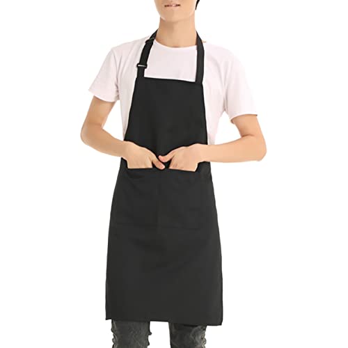 Ymiko Black Coffee Shop Working Apron, Practical Unisex Waiter Work Apron for Service Kitchen, Adjustable Straps, Polyester And Cotton Material, Suitable For Coffee Shop, Kitchen and