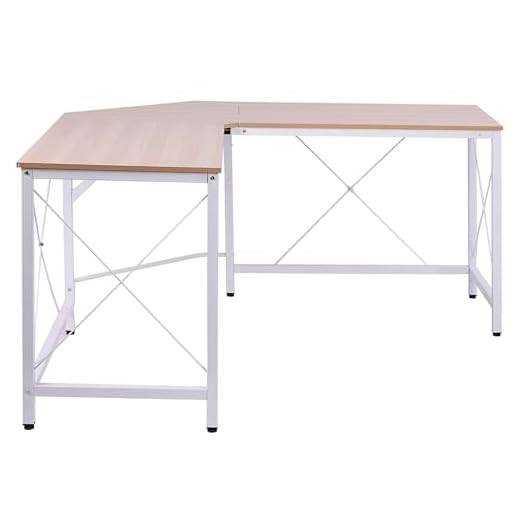 HOMCOM Mesa de Ordenador PC Escritorio para Oficina Hogar Tipo Mesa Esquinera Forma L Marco Metal 150x150x76cm