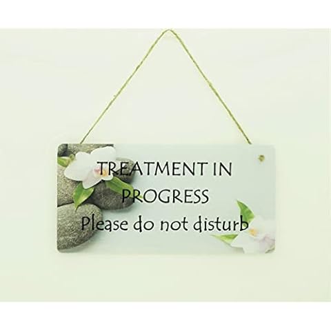 Chic Cottage Crafts TREATMENT IN PROGRESS Please Do Not Disturb - Beauty Salon Therapy Hanging Door Sign Plaque Salon Spa Cover