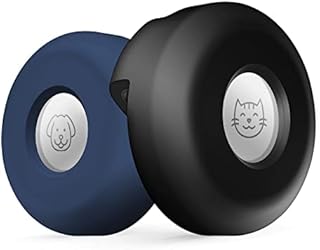 IHPUKIDI Dog Collar Holder Compatible for Airtag, Pet Silicone Protective Case Compatible for Air Tag, 2 Pack Anti-Lost Case Holder Compatible with Cat Dog Collars, Black & Blue