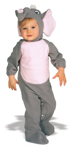 Rubies Disfraz de Elefante para niño y niña, talla bebé 1 año, Mono color gris con rosa y...