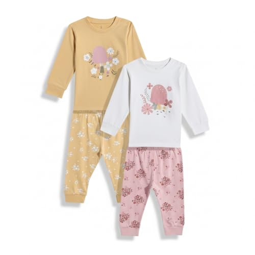 Image of Mothercare Girls Autumn Charm Printed Full Sleeve 4-Piece Top and Pyjama Set