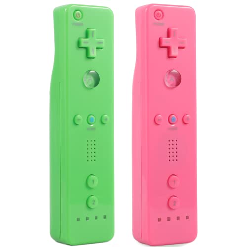 Dliaonew 2 Psck Remote Controller For Wii And Wii U Console, Wii Controller With Silicone Case And Wrist (Green And Pink) #TOP2
