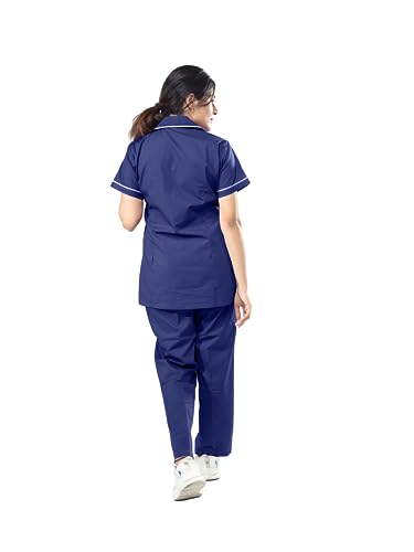 UNIFORM CRAFT Female Nurse Uniform | Hospital Staff, clinics, Home Health, Nurse Uniforms for Women made of Polyester-Cotton (L, Royal Blue)