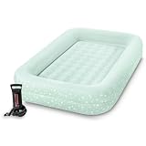 Intex Kids Travel Air Mattress Inflatable Bed with Raised Sides and Hand Pump - Portable Blow-Up Toddler Traveler Bed for Children's Naps or Sleep