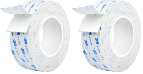 Dpm tapes - Doppelseitiges Klebeband 3M 1600T für den Innen- und Außenbereich, wasserdicht, für schwere Gegenstände, PE-Schaum, Befestigung von Gegenständen, Bildern (19 mm x 3 m) (Packung mit 2)