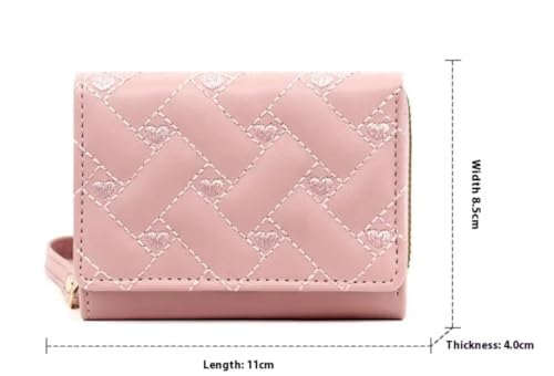 Compact Simple Embroidered Love Heart Multi Card Slots Leather Wallet for Women (Brown)4