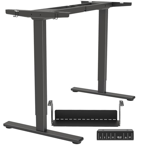 Image of Dual Motor Standing Desk Frame, Electric Adjustable Legs with 265 lbs Weight Capacity, for Max 42″ x 71″ Desktop, with Cable Management Tray, 2pcs Headphone Hook, for Home Office
