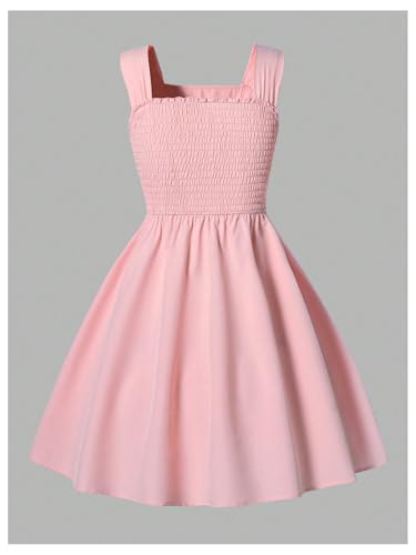 Floerns Girl's Casual Sleeveless Cami Dress Ruched Shirred Ruffle Hem Short Dress2