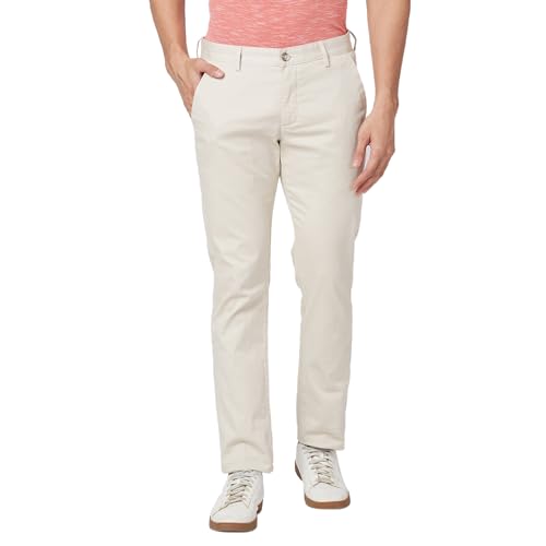 Image of Park Avenue Men's Regular Fit Mid Rise Neo Fit Cotton Blend Solid Pattern Flat Front Casual Chinos