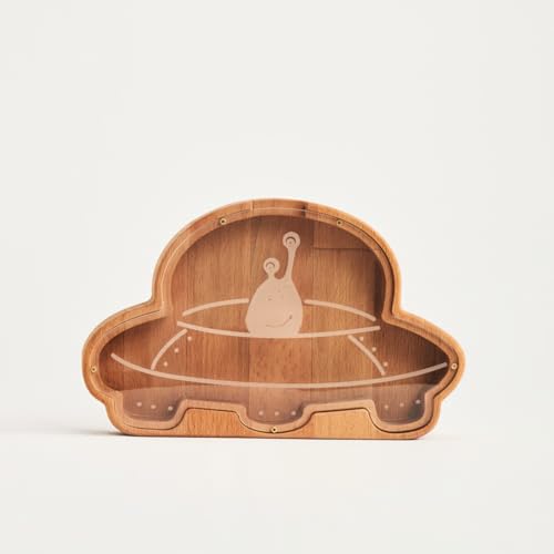 TEXAS BEST GIFT Personalized UFO Wooden Piggy Bank for Kids