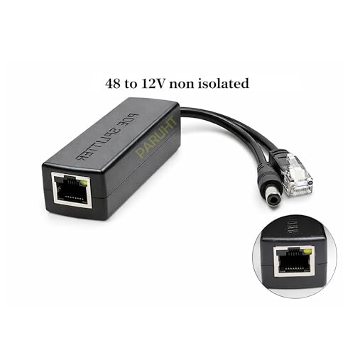 Image of Deluxe POE Splitter Active Power Over Ethernet Splitter 48V to 12V for POE Devices, Switches, IP Camera, IP Phone DEPOES1X, Black