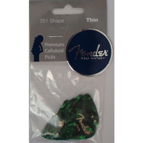 Image of Fender Premium Celluloid Guitar Picks 351 Shape, Green Moto, Thin, 12-Pack
