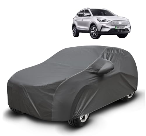 Image of Auto Hub Waterproof Car Cover Compatible with MG ZS EV with Mirror Pockets, Soft Cotton Lining, MG ZS EV Car Cover Waterproof, Grey