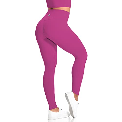 Desol Leggings med hög midja och magkontroll för kvinnor, 63,5 cm/28 tum, hellånga yogabyxor med innerficka, löpning, rumplyftande tights