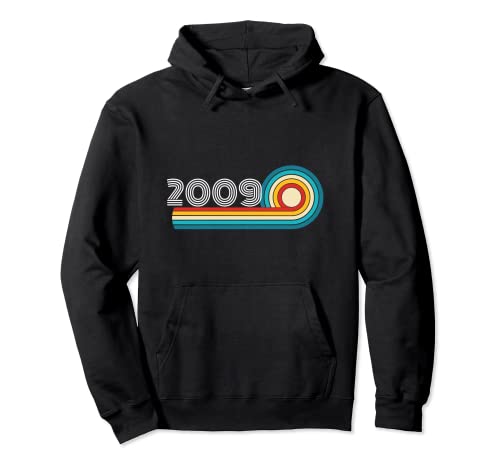 Vintage 2009 número de año de nacimiento retro divertido cumpleaños 2009 Sudadera con Capucha