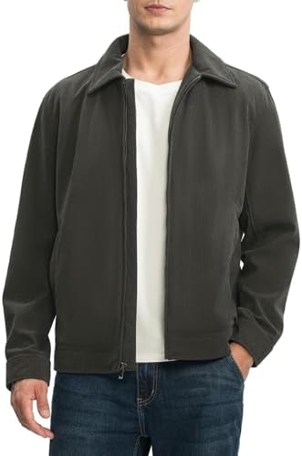 Rdruko Jaqueta masculina de veludo cotelê, corta-vento, leve, casual, elegante, com zíper e bolsos com...