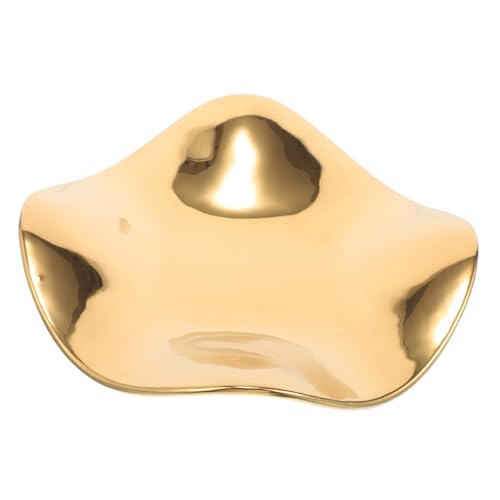 Healvian Chapado de joyería bandeja llave sostenedor del plato organizador de anillos para joyas portavoz plato de anillo organizador de joyas cerámica Golden