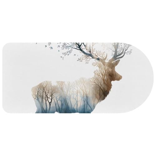 Grand tapis de souris étendu arbres forêt animal cerf caoutchouc gaming