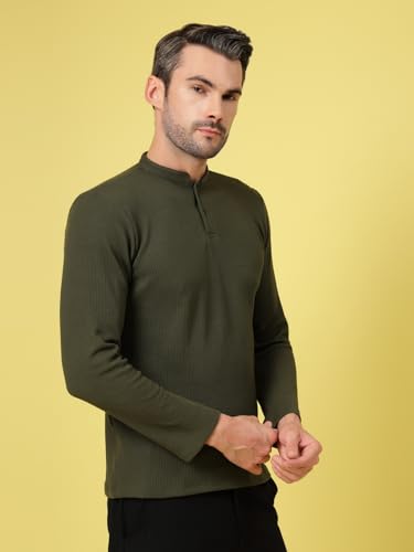 Image of Rigo Printed Casual T-Shirts for Men | Waffle Knit Solid T-Shirt for Men | Full Sleeves T-Shirts for Men
