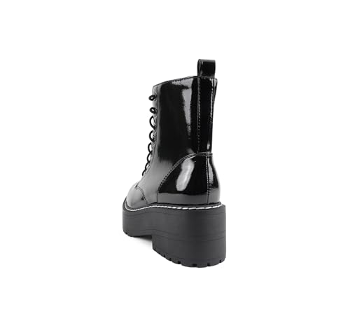 Image of Soda FLING Women Chunky Lug Sole Lace up Fashion Combat Ankle Boot w /Side Zipper