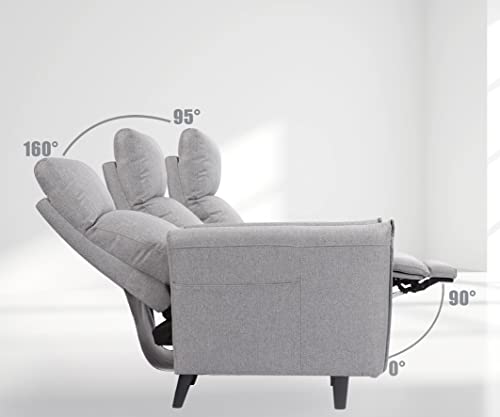 Olimix Push-Back Recliner Living Room Chair Recliner Chair Fabric Small Recliner Single Sofa Home Theater Chairs Reclining Chair Padded Seat Backrest For Adults, Recliner Sofa 19.7” Seat Width (Grey) #TOP5