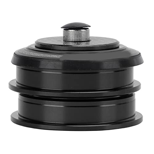 Naroote Stery Rowerowe, Podwójne łożyska ze Stali Stopowej 44 Mm Płynny Obrót do Rowerów Górskich z nakrętką gwiazdową, Idealne do Zwykłej Prostej Rurki Widelca (BLACK)