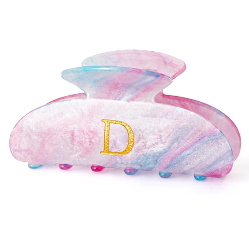 Image of Personalized Birthday Gifts for Daughter,Initial Cute Hair Clips Hair Claws for Women Friends Female Friendship Girlfriend Wife Gifts Idea - Lavender,D
