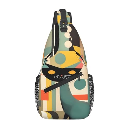 Morrales de senderismo tipo bolso cruzado con estampado de gato