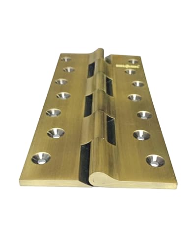 Image of BRASK Brass Railway Hinges 8 inch x 1.1 /2 inch x 3 /16 (200 mm x 38 mm x 5 mm) Heavy Duty Brass Door Hinges (Antique, 1)