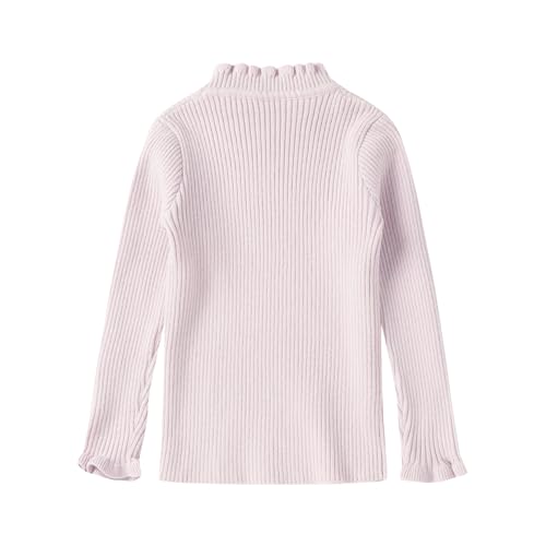 LittleSpring Girls Basic Shirt Slim Fit Ruffle Long Sleeve Mock Neck Ribbed Knit Pullover Top2