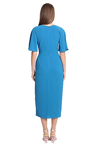 Image of Maggy London Women's Maggy London Women's Dresses Short Flutter Sleeve Faux Wrap Midi Dress