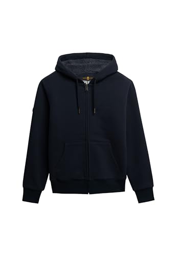 Superdry Men's Borg Lined Zip Hoodie, Eclipse Navy, L